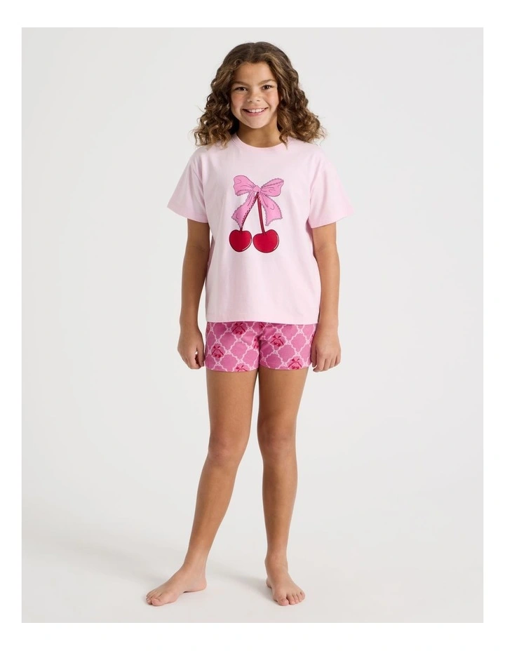 Cherry Placement Pyjamas in Pale Lilac image 2