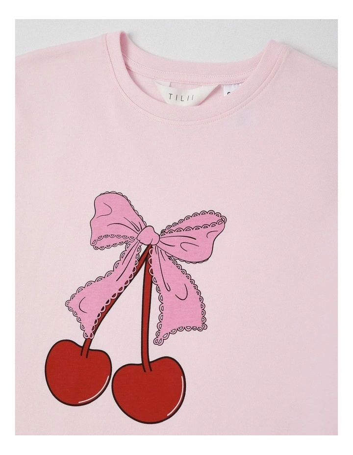 Cherry Placement Pyjamas in Pale Lilac image 2