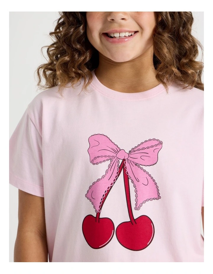 Cherry Placement Pyjamas in Pale Lilac image 3