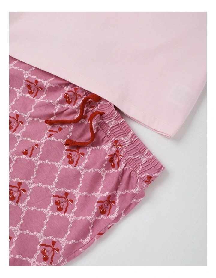 Cherry Placement Pyjamas in Pale Lilac image 4