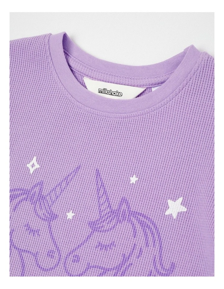 Unicorn Short Sleeve T-Shirt & Pants Pyjamas in Light Purple image 2