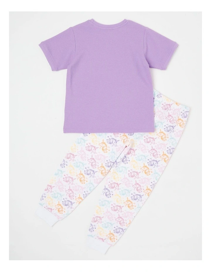 Unicorn Short Sleeve T-Shirt & Pants Pyjamas in Light Purple image 3