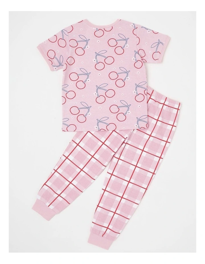 Cherry Short Sleeve T-Shirt & Pants Pyjamas in Blush image 4