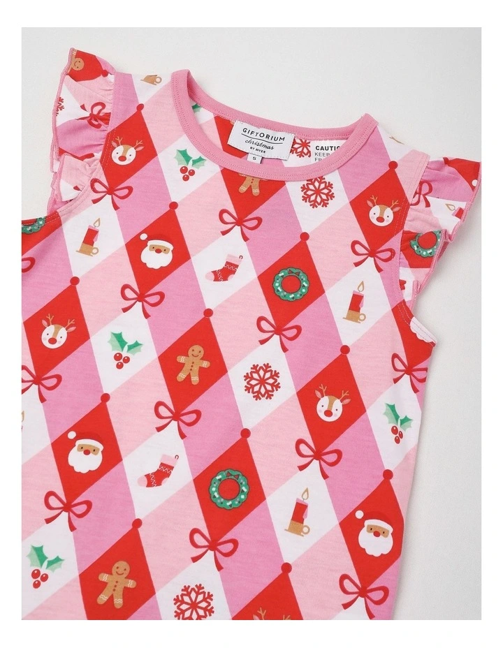 Matching Argyle Xmas Flutter Sleeve Pyjamas in Pink image 2