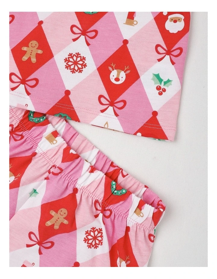 Matching Argyle Xmas Flutter Sleeve Pyjamas in Pink image 5