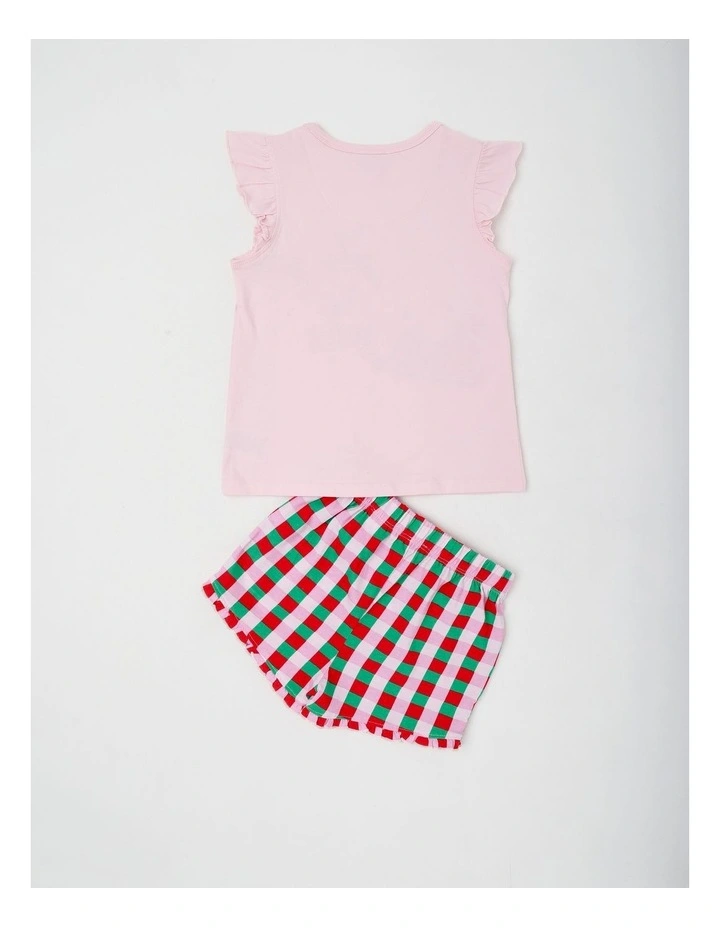Santa Sleigh Flutter Sleeve Pyjamas in Pale Pink image 3