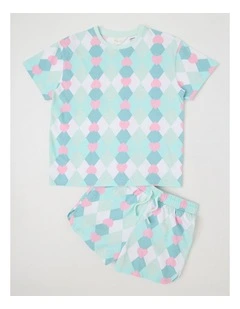 Argyle Jersey Pyjamas in Aquamarine