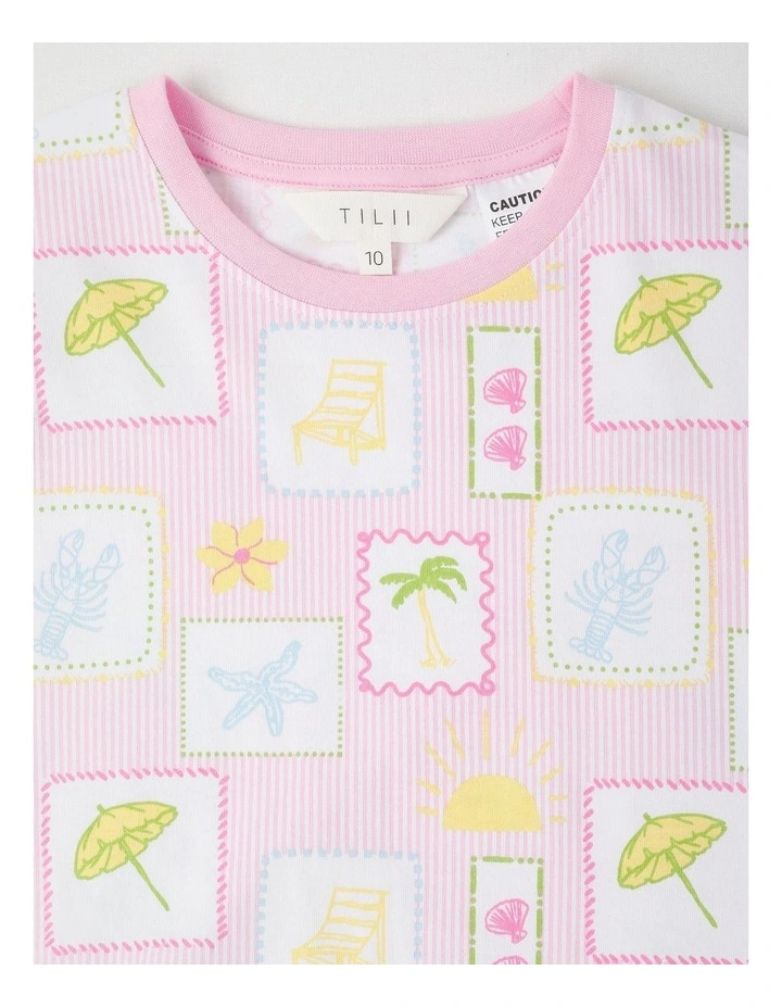 Holiday Tile Jersey Pyjamas in Cream image 2