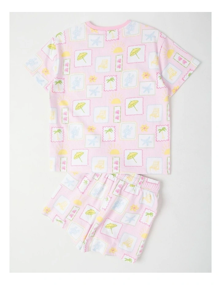 Holiday Tile Jersey Pyjamas in Cream image 3