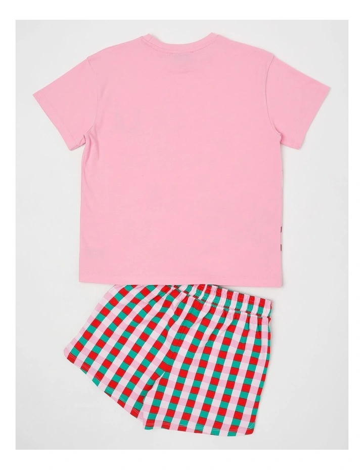Xmas Placement Jersey Pyjamas in Pink image 3