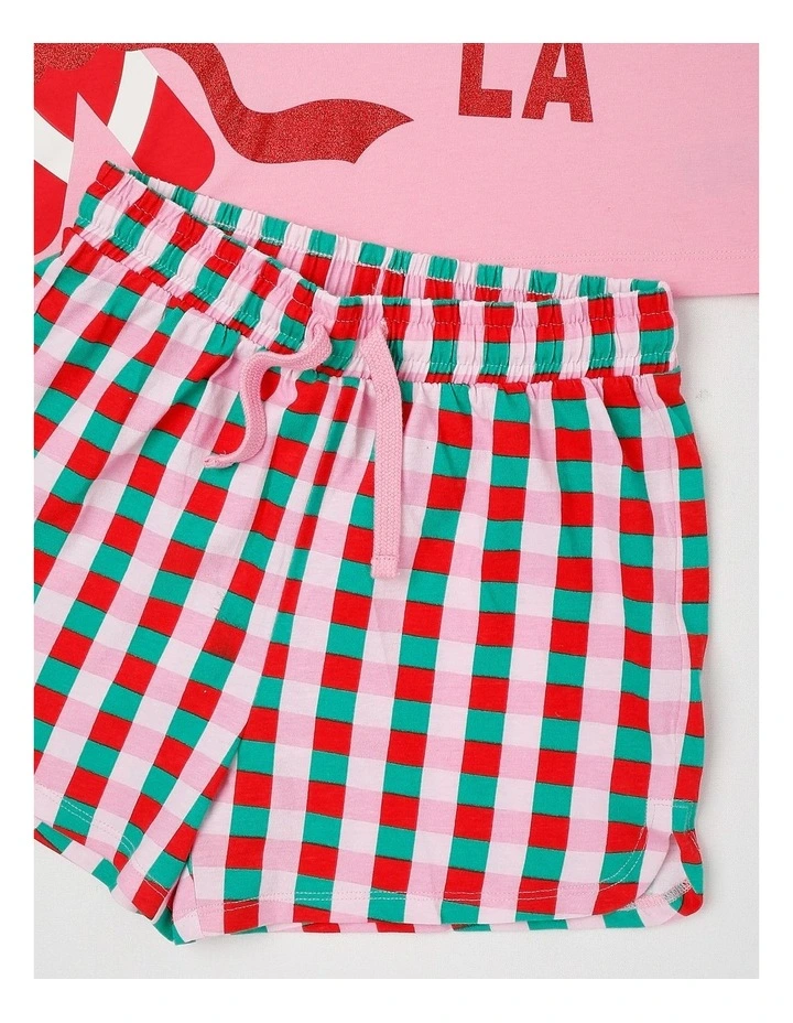 Xmas Placement Jersey Pyjamas in Pink image 4