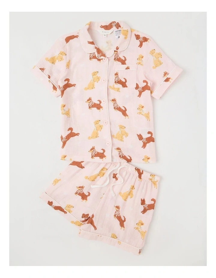 Dog Cheesecloth Pyjamas in Dusty Pink image 1