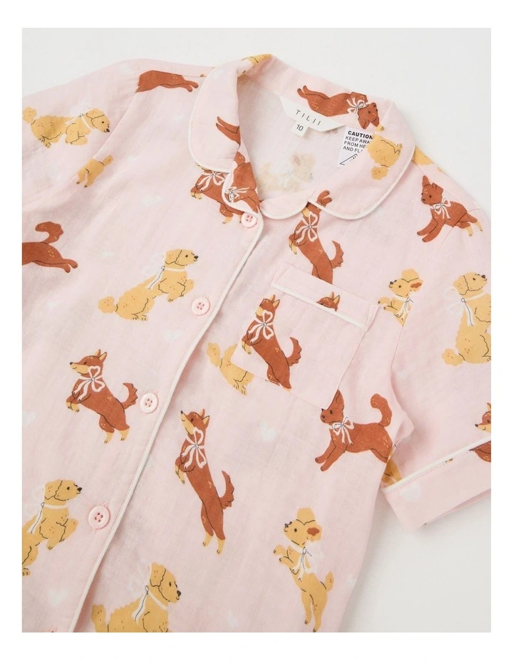 Dog Cheesecloth Pyjamas in Dusty Pink image 2