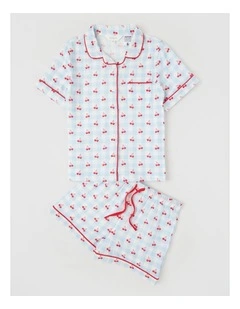 Gingham Cheesecloth Pyjamas in White