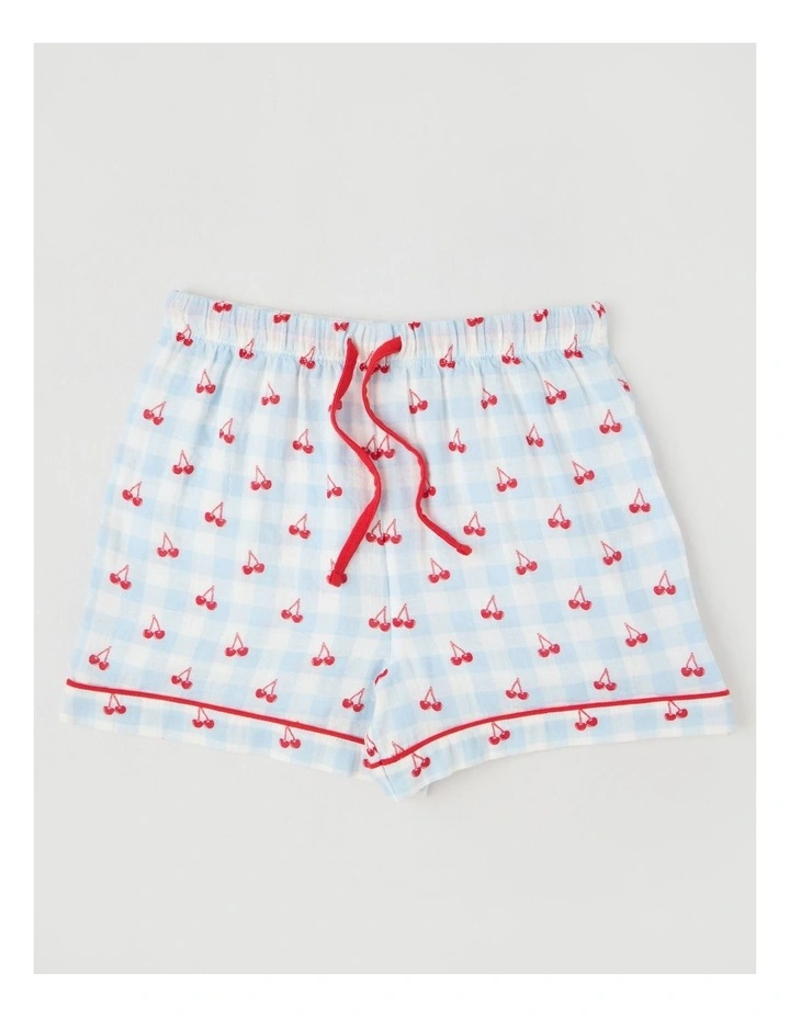 Gingham Cheesecloth Pyjamas in White image 3