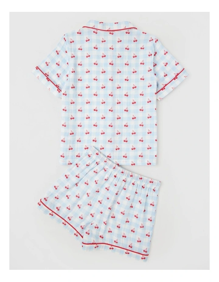 Gingham Cheesecloth Pyjamas in White image 4
