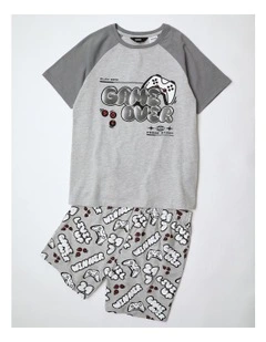 Game Over Pyjama Set in Grey Marle