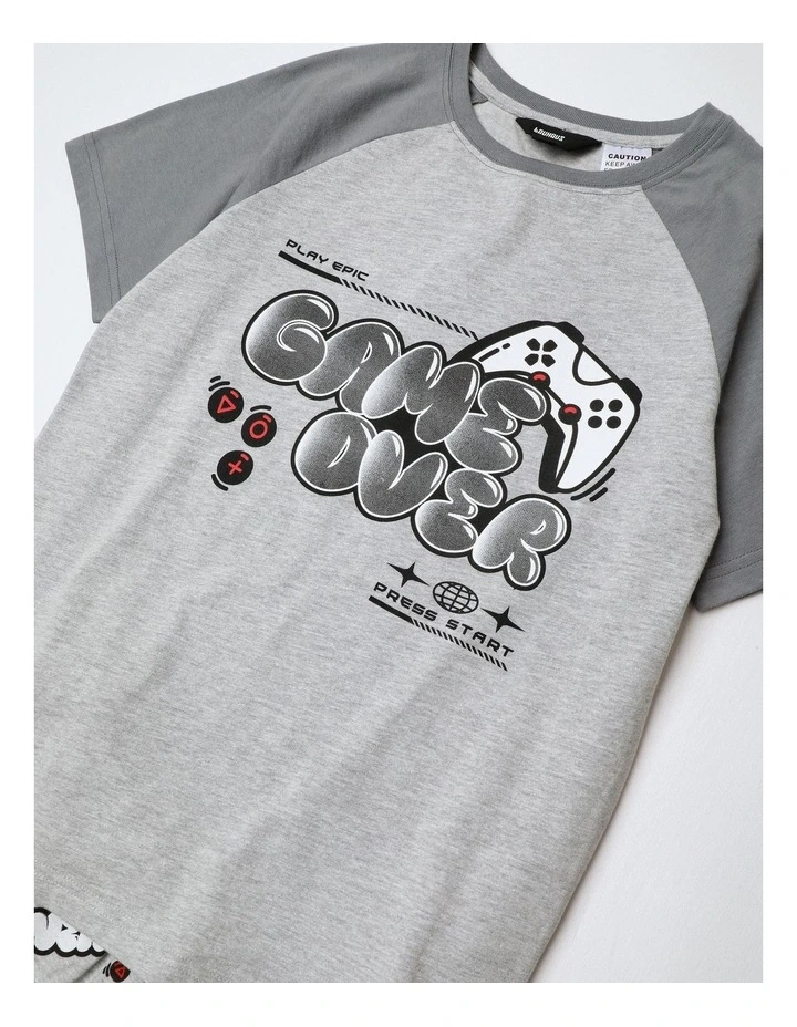 Game Over Pyjama Set in Grey Marle image 2