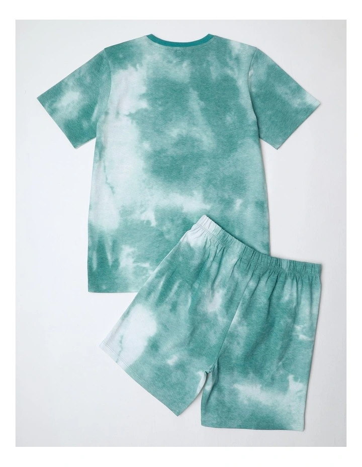 Smiley Tie Dye Pyjamas Set in Teal image 3