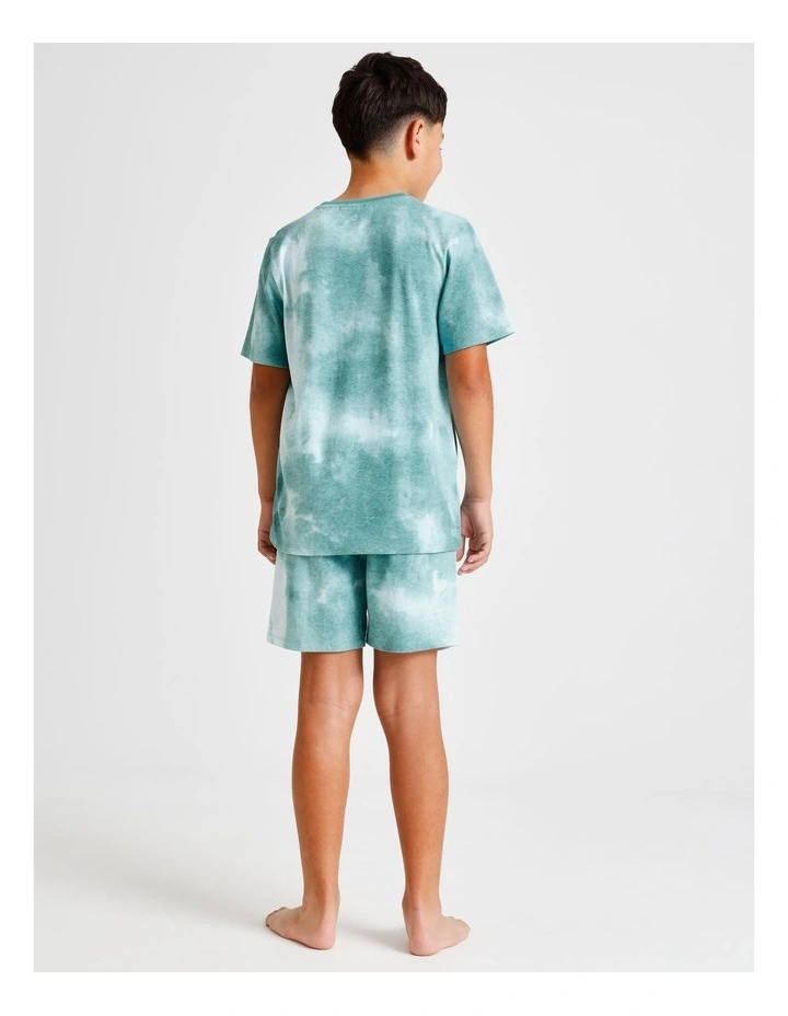 Smiley Tie Dye Pyjamas Set in Teal image 6