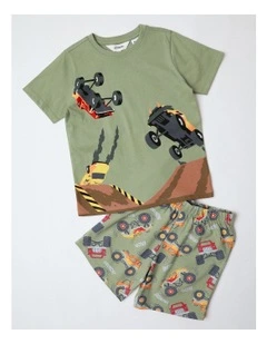 Monster Truck Stunt Pyjama Set In Khaki