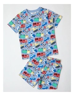 Transport Knit Pyjamas in Sky Blue