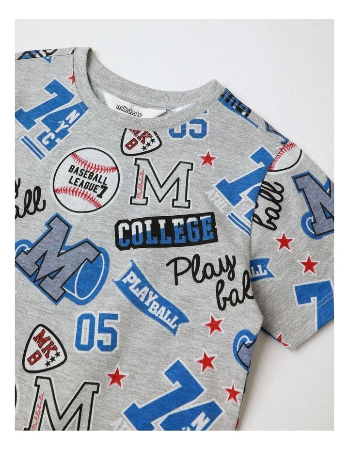 Sport Badge Family Matching Print Knit Pyjamas in Grey Marle image 2