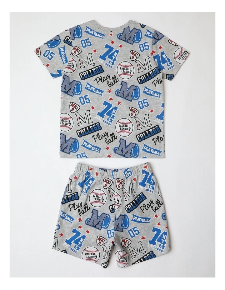 Sport Badge Family Matching Print Knit Pyjamas in Grey Marle image 3