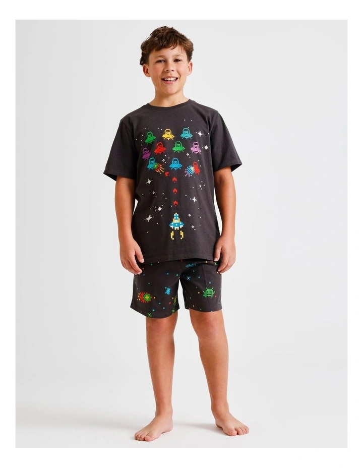 Space Invader Knit Pyjamas in Charcoal image 1