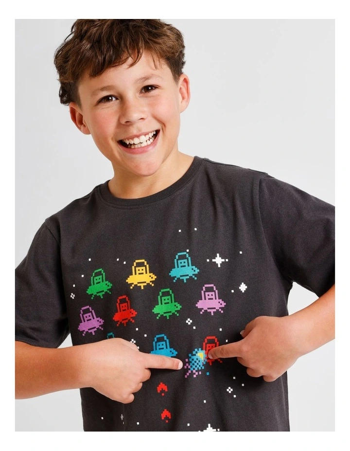 Space Invader Knit Pyjamas in Charcoal image 2