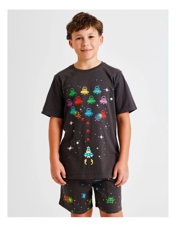 Space Invader Knit Pyjamas in Charcoal image 3