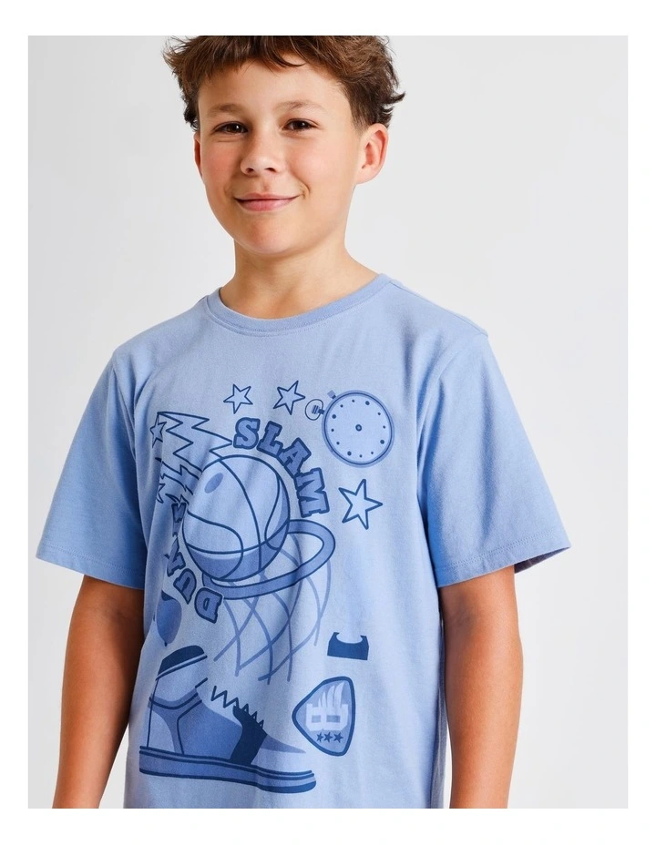 Slam Dunk Knit Pyjamas in Dusty Blue image 2