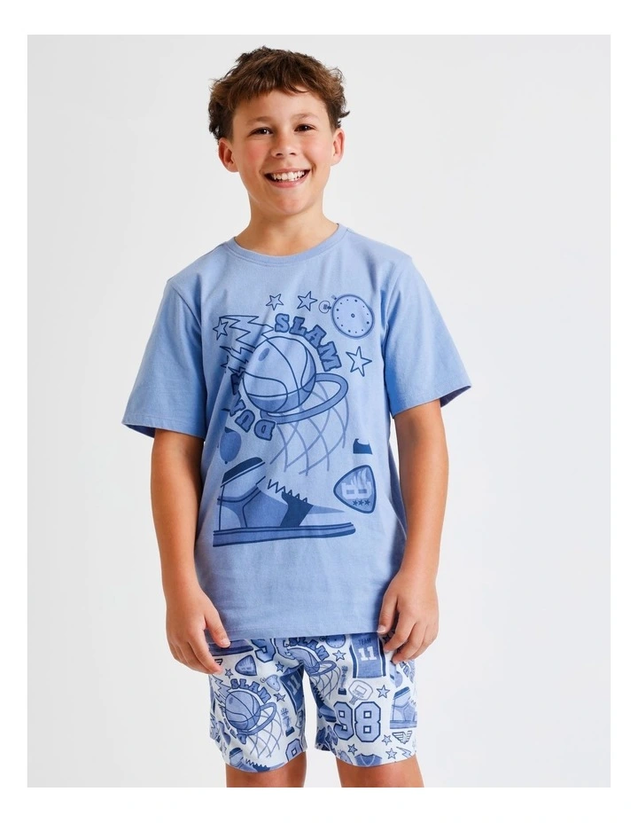 Slam Dunk Knit Pyjamas in Dusty Blue image 3