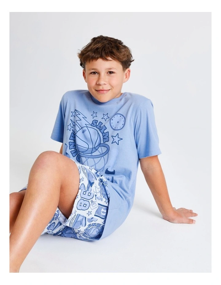 Slam Dunk Knit Pyjamas in Dusty Blue image 4