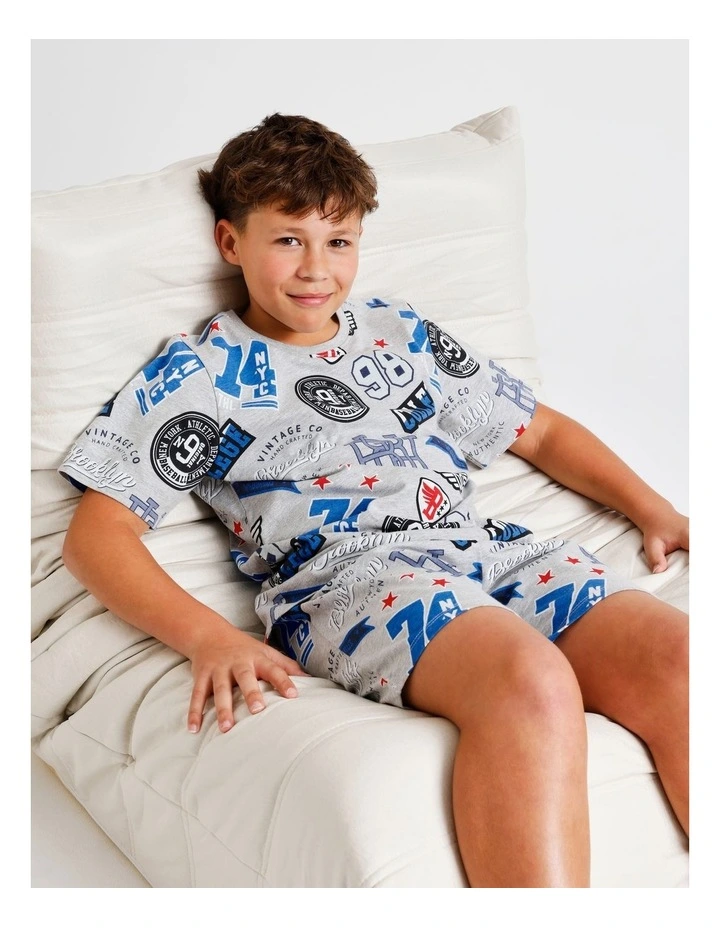 Sport Badge Family Matching Print Knit Pyjamas in Grey Marle image 2