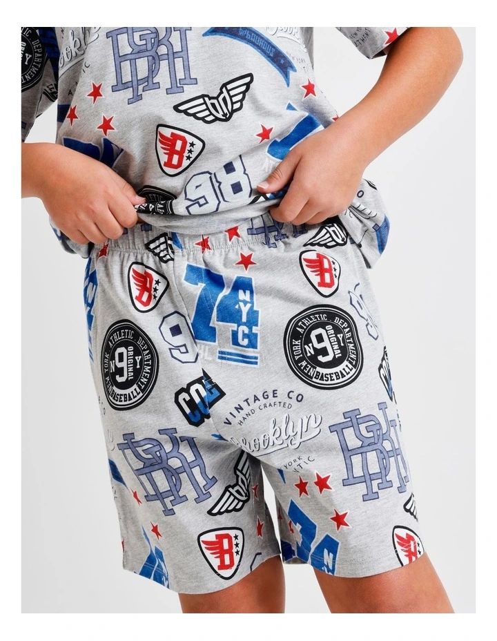 Sport Badge Family Matching Print Knit Pyjamas in Grey Marle image 4