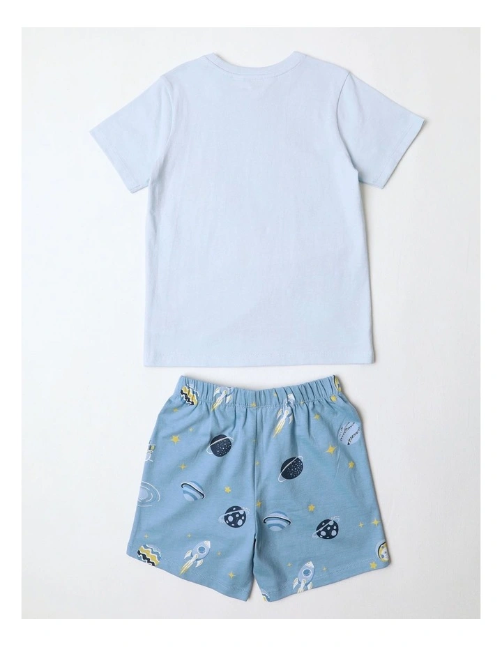 Space Placement Print Knit Pyjamas in Arctic Blue image 3
