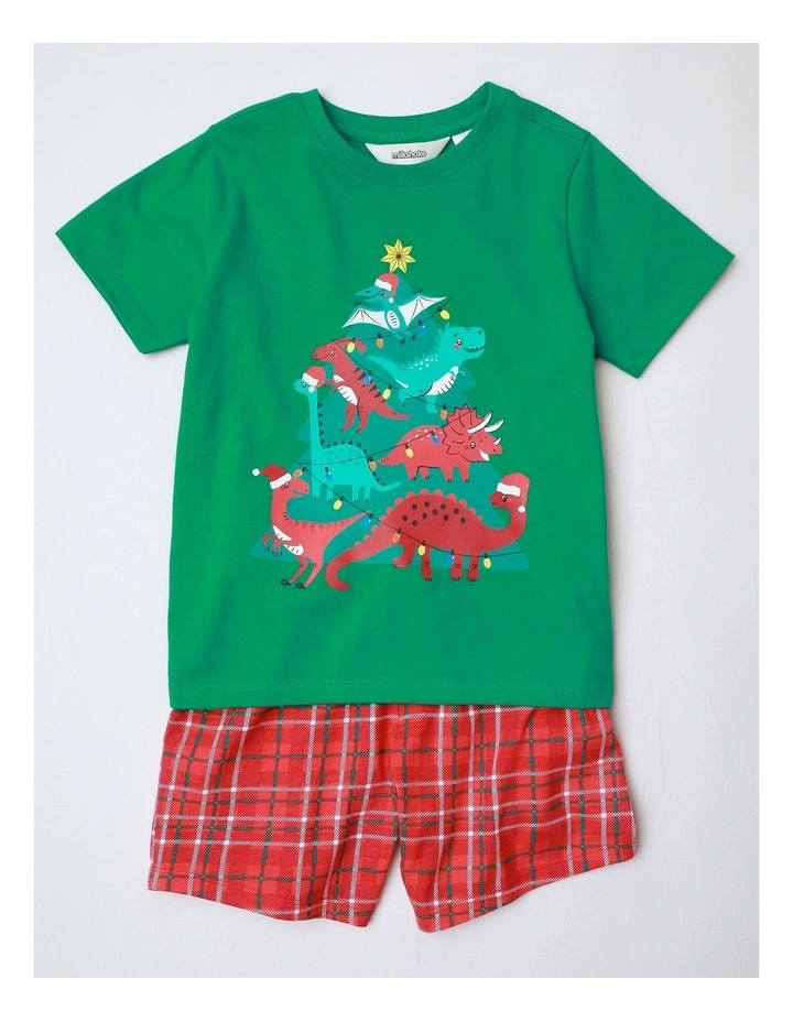 Dino Tree Xmas Knit Pyjamas in Dark Green image 1