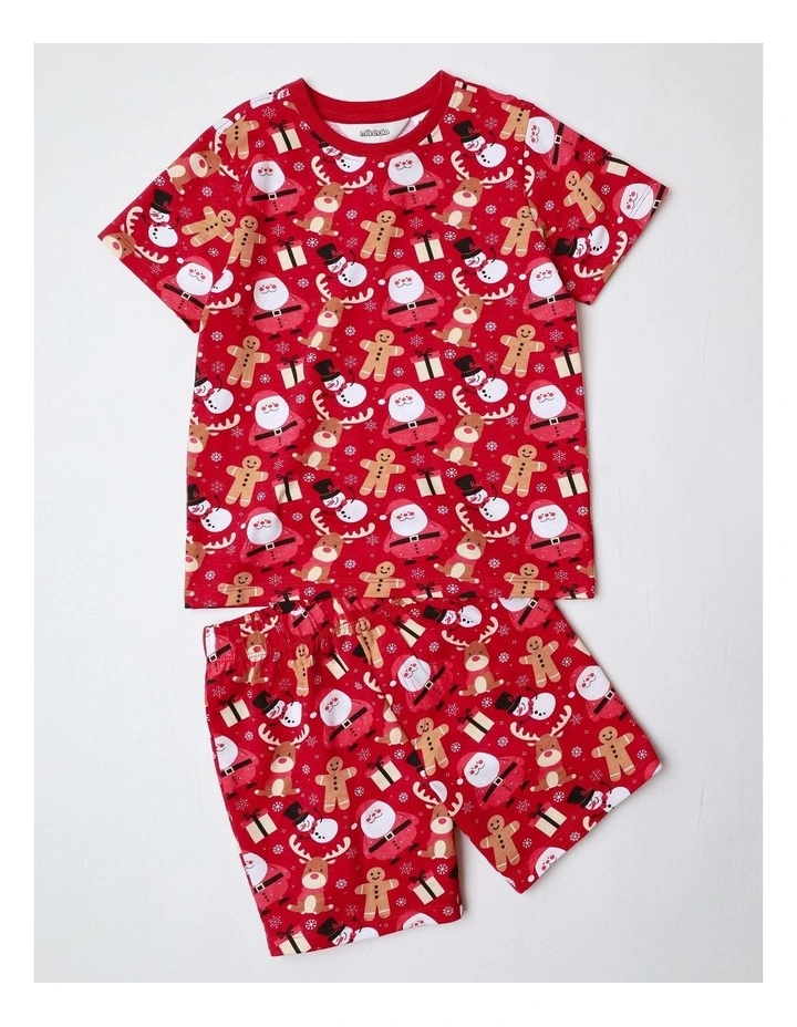 Gingerbread Family Matching Print Knit Pyjamas in Crimson image 1