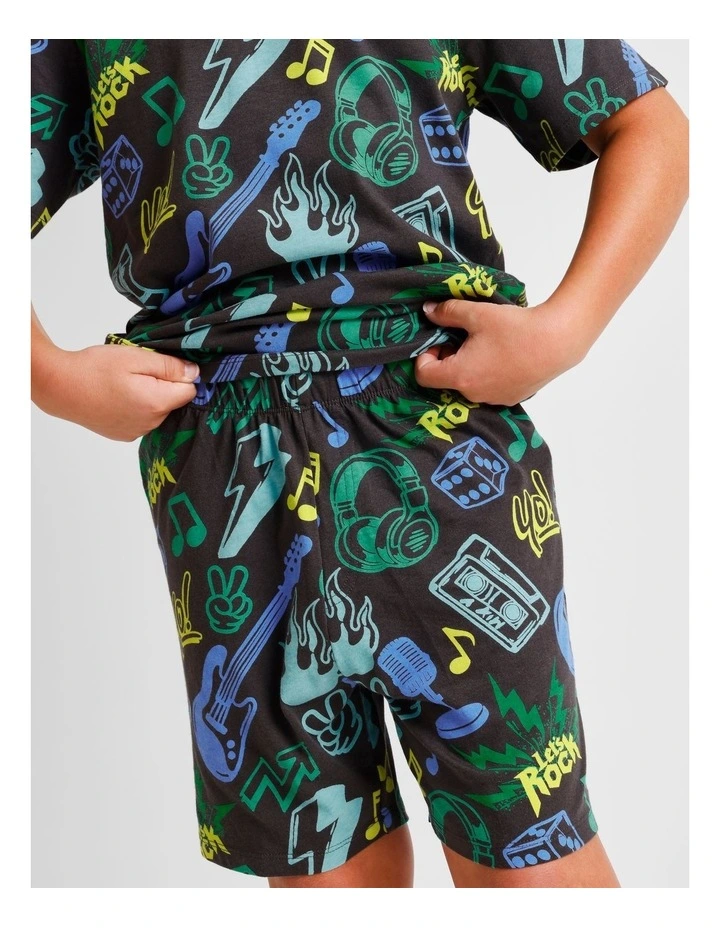 Music Printed Knit Pyjamas in Charcoal image 4