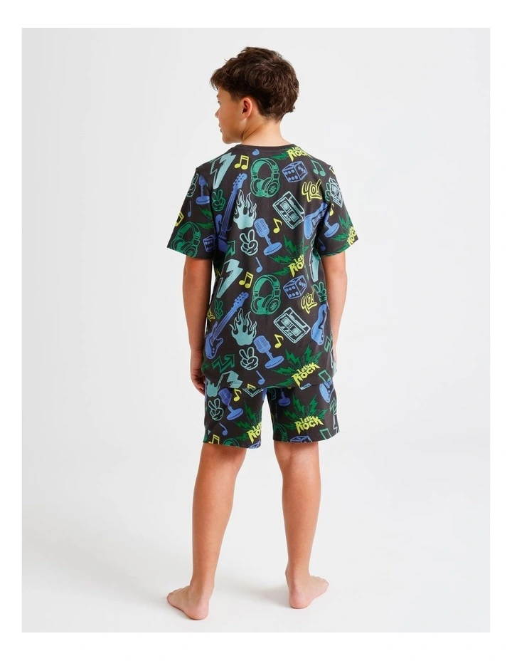 Music Printed Knit Pyjamas in Charcoal image 5