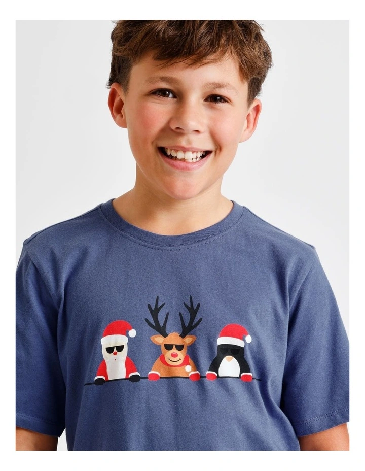 Summer Xmas Characters Knit Pyjamas in Petrol image 2