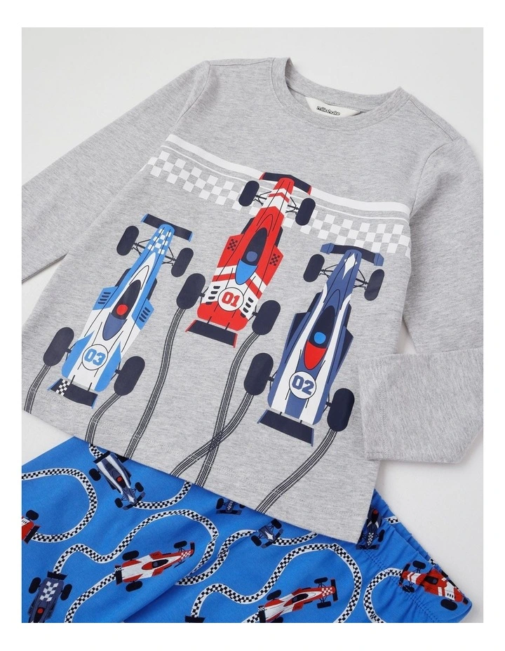 Knit Race Car Pyjamas in Grey Marle image 2