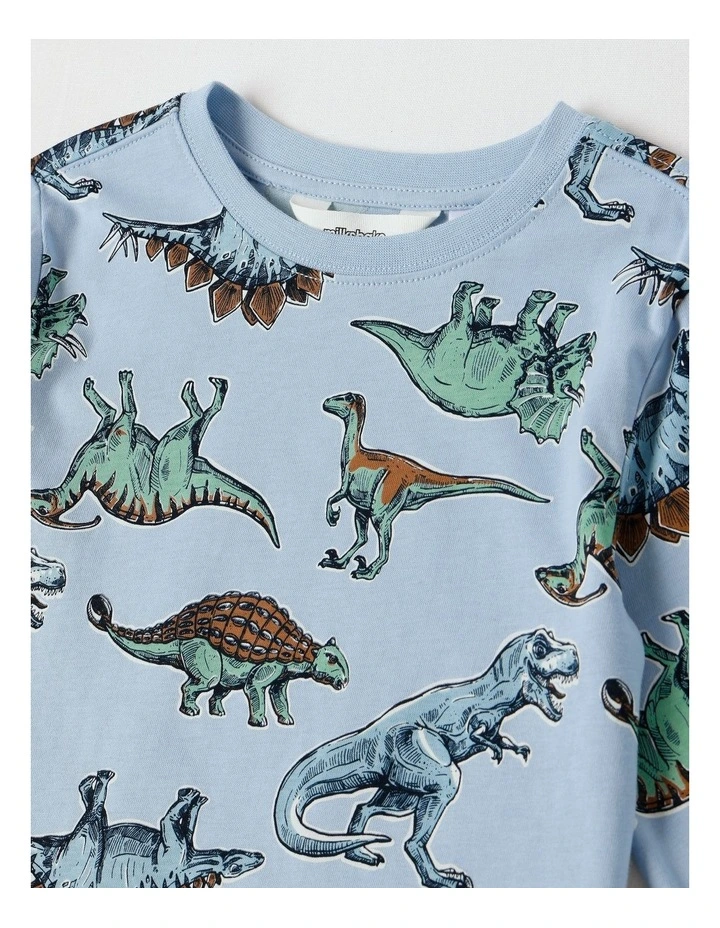 Knit Dino Pyjamas in Dusty Blue image 2