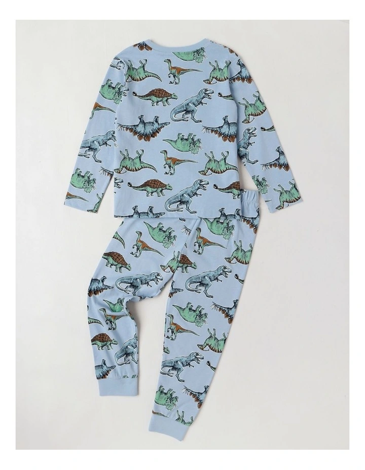 Knit Dino Pyjamas in Dusty Blue image 3