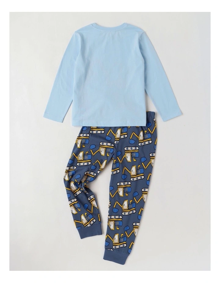 Knit Digger Pyjamas in Blue image 3