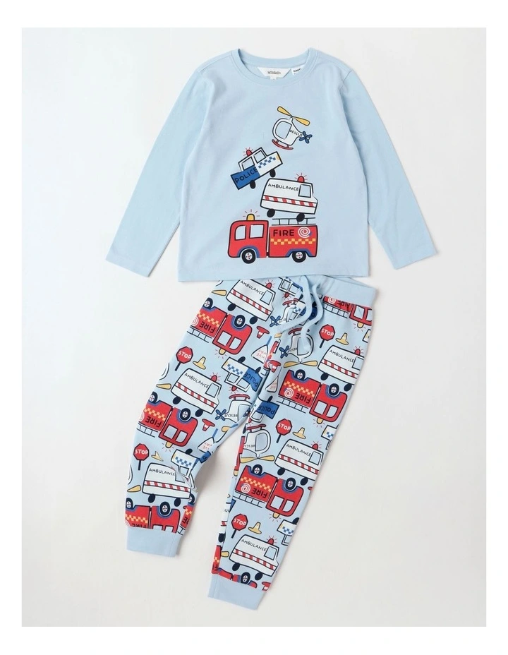Knit Fleece Vehicles Pyjamas in Blue image 1