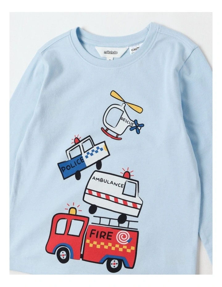 Knit Fleece Vehicles Pyjamas in Blue image 2