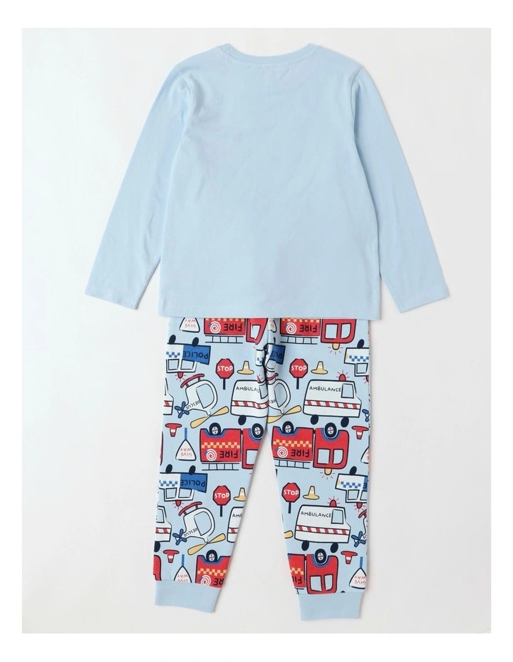 Knit Fleece Vehicles Pyjamas in Blue image 3