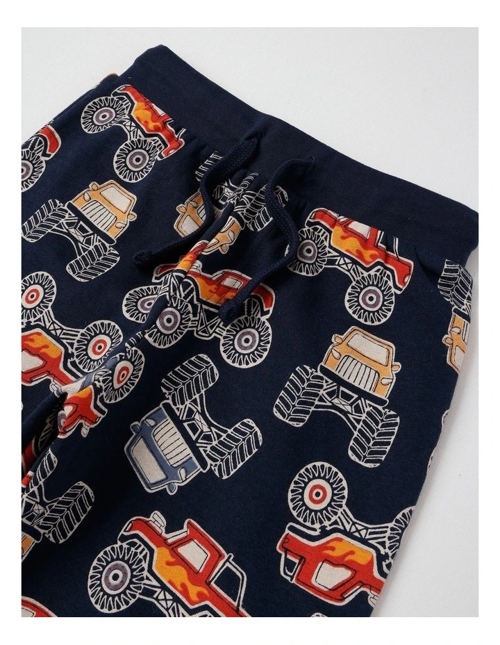 Knit Fleece Monster Truck Pyjamas in Mustard image 5